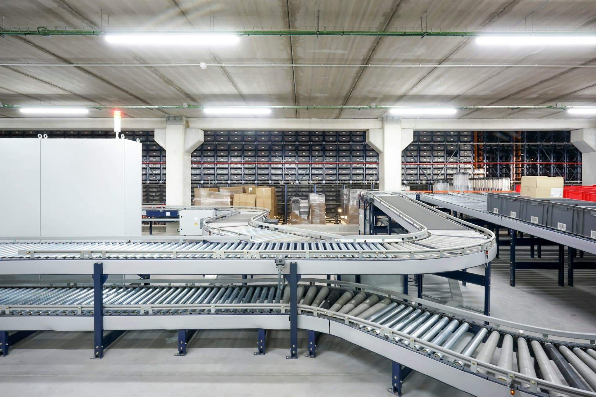 Warehouse with organized inventory